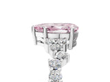 White gold Fancy Pink Pear Cut Diamond Scattered Round Accent Ring with Prong Setting_29