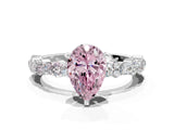 White gold Fancy Pink Pear Cut Diamond Side Stone Solitaire Ring with Round  and Four-Prong Setting_145