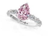 White gold Fancy Pink Pear Cut Diamond Side Stone Solitaire Ring with Round  and Four-Prong Setting_145