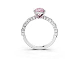 White gold Fancy Pink Pear Cut Diamond Side Stone Solitaire Ring with Round  and Four-Prong Setting_148
