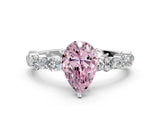 White gold Fancy Pink Pear Cut Diamond Side Stone Solitaire Ring with Round  and Four-Prong Setting_24