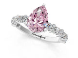 White gold Fancy Pink Pear Cut Diamond Side Stone Solitaire Ring with Round  and Four-Prong Setting_25