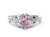 White gold Fancy Pink Pear Cut Diamond Solitaire Celtic Knot Ring with Four-Prong Setting_53