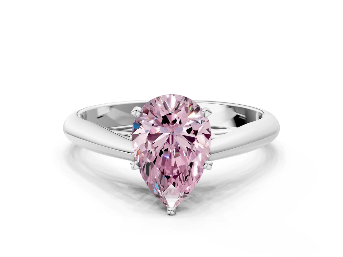 White gold Fancy Pink Pear Cut Diamond Solitaire Engagement Ring with Cathedral Setting and Four-Prong Mount_181