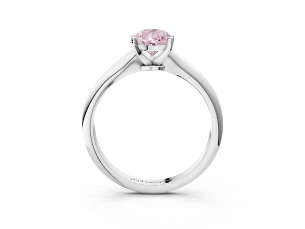 White Gold Pear-Shaped Solitaire Engagement Ring Setting for Fancy Pink Center with Thin Plain Band