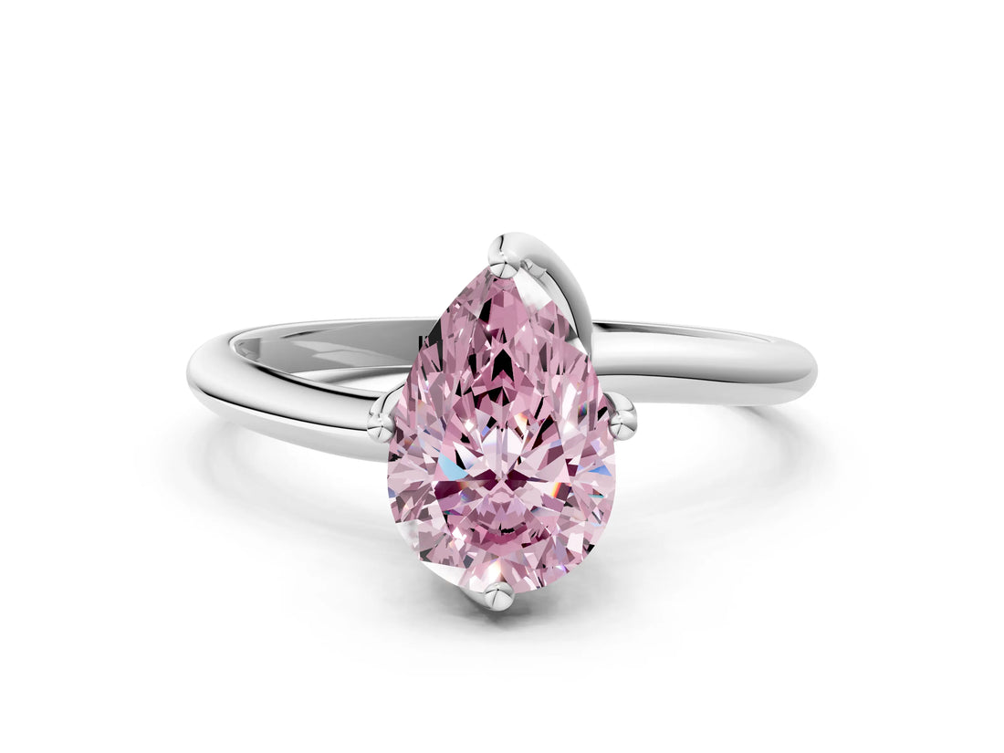 White gold Fancy Pink Pear Cut Diamond Solitaire Engagement Ring with Four-Prong Setting and Classic Band_20