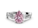 White gold Fancy Pink Pear Cut Diamond Solitaire Engagement Ring with Twisted Pavé Band and Four-Prong Setting_91