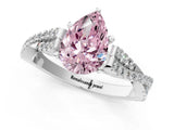 White gold Fancy Pink Pear Cut Diamond Solitaire Engagement Ring with Twisted Pavé Band and Four-Prong Setting_92