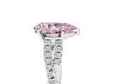 White gold Fancy Pink Pear Cut Diamond Solitaire Engagement Ring with Twisted Pavé Band and Four-Prong Setting_97