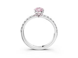 White gold Fancy Pink Pear Cut Diamond Solitaire Pavé Engagement Ring with Round Band and Prong Setting_58