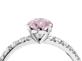 White gold Fancy Pink Pear Cut Diamond Solitaire Pavé Engagement Ring with Round Band and Prong Setting_65