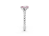 White gold Fancy Pink Pear Cut Diamond Solitaire Ring with Beaded Band and Prong Setting_407