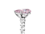 White gold Fancy Pink Pear Cut Diamond Solitaire Ring with Beaded Band and Prong Setting_410