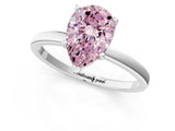 White gold Fancy Pink Pear Cut Diamond Solitaire Ring with Classic Band and Four-Prong Setting_1