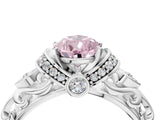 White gold Fancy Pink Pear Cut Diamond Solitaire Ring with Filigree Band and Four-Prong Setting_109