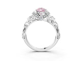 White gold Fancy Pink Pear Cut Diamond Solitaire Ring with Filigree Band and Four-Prong Setting_96
