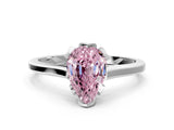 White gold Fancy Pink Pear Cut Diamond Solitaire Ring with Flower Prong Setting and Classic Band_105