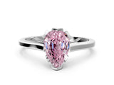 White gold Fancy Pink Pear Cut Diamond Solitaire Ring with Flower Prong Setting and Classic Band_14