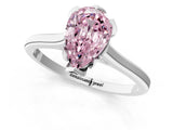White gold Fancy Pink Pear Cut Diamond Solitaire Ring with Flower Prong Setting and Classic Band_15