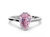 White gold Fancy Pink Pear Cut Diamond Solitaire Ring with Flower Prong Setting and Classic Band_50