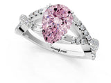 White gold Fancy Pink Pear Cut Diamond Solitaire Ring with Four-Prong Setting and Twisted Pavé Band_49