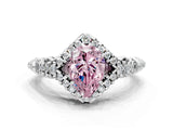 White gold Fancy Pink Pear Cut Diamond Solitaire Ring with Hidden Halo and Pavé Band_39