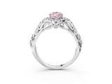 White gold Fancy Pink Pear Cut Diamond Solitaire Ring with Hidden Halo and Pavé Band_42