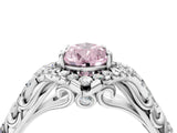 White gold Fancy Pink Pear Cut Diamond Solitaire Ring with Hidden Halo and Pavé Band_43