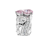 White gold Fancy Pink Pear Cut Diamond Solitaire Ring with Milgrain Pavé Band and Four-Prong Setting_265