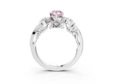 White gold Fancy Pink Pear Cut Diamond Solitaire Ring with Milgrain Pavé Band and Four-Prong Setting_265