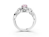 White gold Fancy Pink Pear Cut Diamond Solitaire Ring with Milgrain Pavé Band and Four-Prong Setting_281