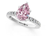 White gold Fancy Pink Pear Cut Diamond Solitaire Ring with Pavé Band and Four-Prong Setting_53