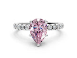 White gold Fancy Pink Pear Cut Diamond Solitaire Ring with Pavé Band and Four-Prong Setting_55