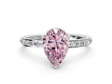 White gold Fancy Pink Pear Cut Diamond Solitaire Ring with Pavé Band and Hidden Halo_31