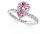 White gold Fancy Pink Pear Cut Diamond Solitaire Ring with Pavé Band and Hidden Halo_33