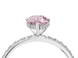 White gold Fancy Pink Pear Cut Diamond Solitaire Ring with Pavé Band and Hidden Halo_35