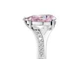White gold Fancy Pink Pear Cut Diamond Solitaire Ring with Pavé Band and Prong Setting_17