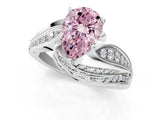 White gold Fancy Pink Pear Cut Diamond Solitaire Ring with Prong Setting and Twisted Pavé Band_13