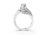 White gold Fancy Pink Pear Cut Diamond Solitaire Ring with Prong Setting and Twisted Pavé Band_15