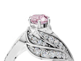White gold Fancy Pink Pear Cut Diamond Solitaire Ring with Prong Setting and Twisted Pavé Band_16