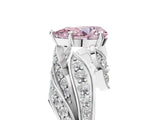 White gold Fancy Pink Pear Cut Diamond Solitaire Ring with Prong Setting and Twisted Pavé Band_17