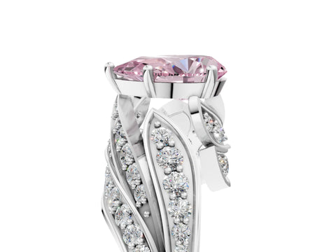 White gold Fancy Pink Pear Cut Diamond Solitaire Ring with Prong Setting and Twisted Pavé Band_17