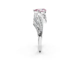 White gold Fancy Pink Pear Cut Diamond Solitaire Ring with Prong Setting and Twisted Pavé Band_2