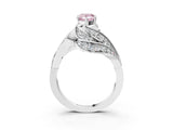 White gold Fancy Pink Pear Cut Diamond Solitaire Ring with Prong Setting and Twisted Pavé Band_3