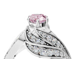 White gold Fancy Pink Pear Cut Diamond Solitaire Ring with Prong Setting and Twisted Pavé Band_4