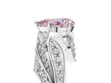 White gold Fancy Pink Pear Cut Diamond Solitaire Ring with Prong Setting and Twisted Pavé Band_5