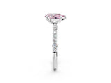 White gold Fancy Pink Pear Cut Diamond Solitaire Ring with Round  Pavé Band and Prong Setting_159