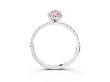 White gold Fancy Pink Pear Cut Diamond Solitaire Ring with Round  Pavé Band and Prong Setting_159