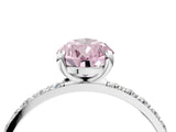 White gold Fancy Pink Pear Cut Diamond Solitaire Ring with Round  Pavé Band and Prong Setting_161