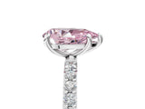 White gold Fancy Pink Pear Cut Diamond Solitaire Ring with Round  Pavé Band and Prong Setting_161
